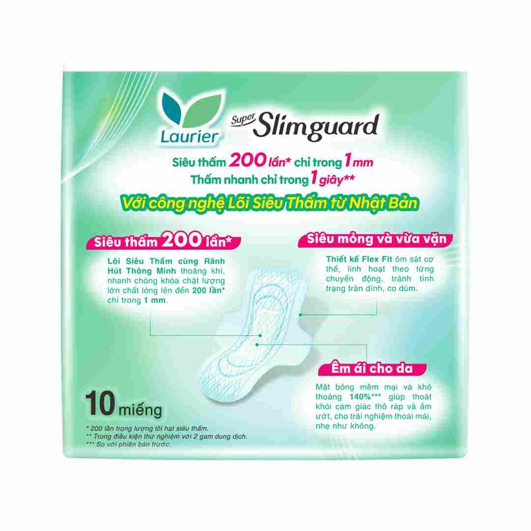 Băng Vệ Sinh Laurier Siêu Mỏng Bảo Vệ 1mm 22.5cm 10 Miếng