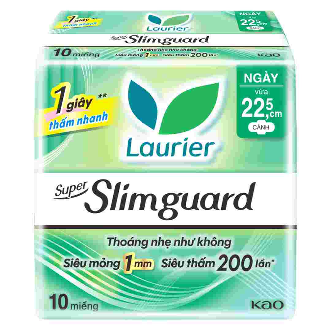 Băng Vệ Sinh Laurier Siêu Mỏng Bảo Vệ 1mm 22.5cm 10 Miếng