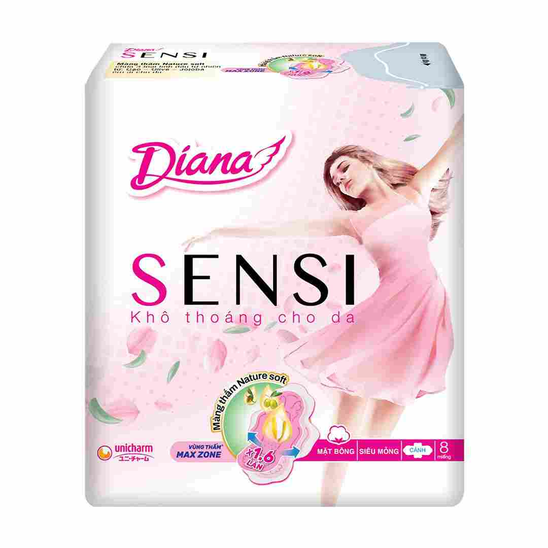 Băng Vệ Sinh Diana Sensi Siêu Mỏng Cánh 8 Miếng