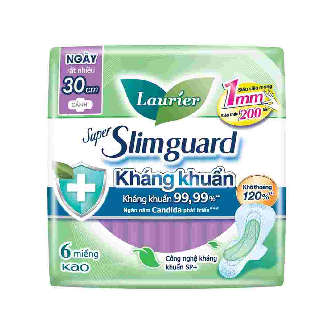 Băng Vệ Sinh Laurier Siêu Mỏng Cánh Kháng Khuẩn 30cm 6 Miếng