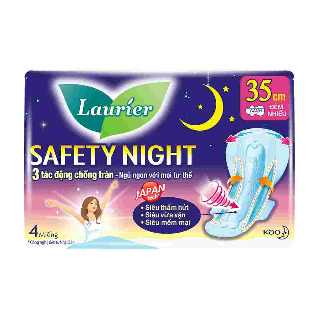Băng Vệ Sinh Laurier Safety Night Ban Đêm 35cm 4 Miếng