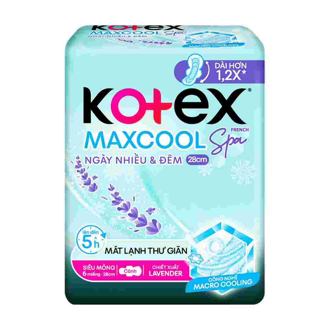 Băng Vệ Sinh Kotex Siêu Mỏng Cánh Ngày Nhiều & Đêm 28cm 6 Miếng