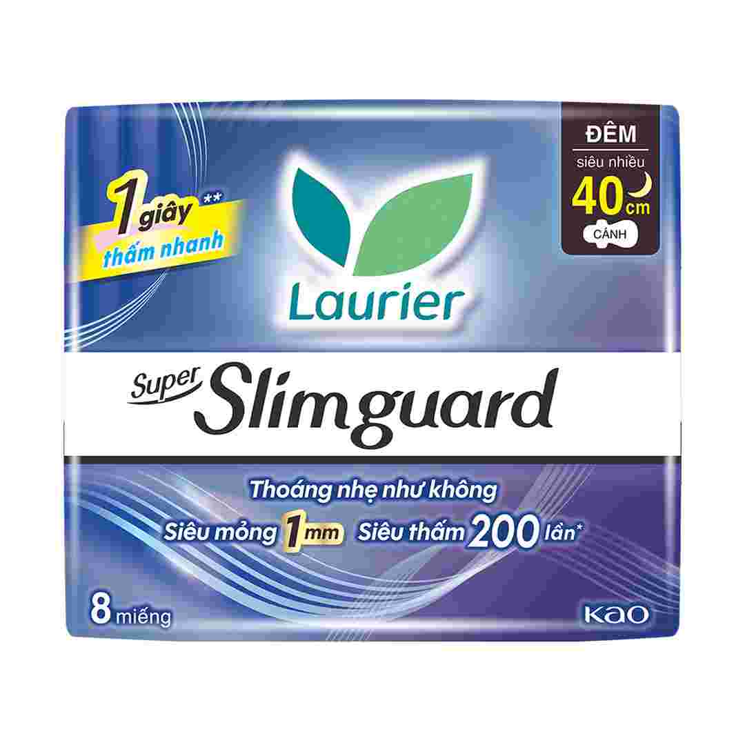 Băng Vệ Sinh Laurier Ban Đêm Siêu Mỏng 1mm 40cm 8 Miếng
