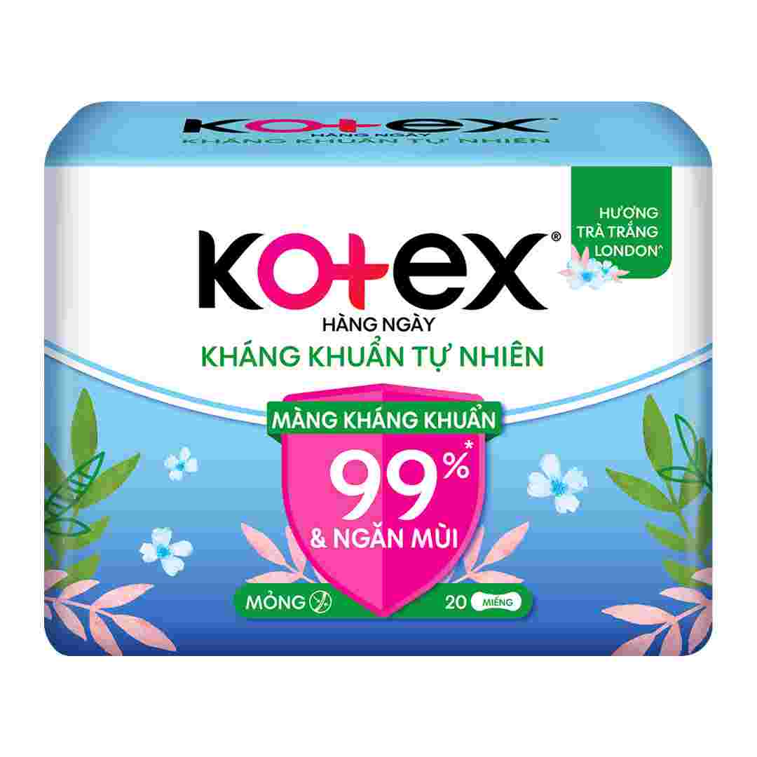 Băng Vệ Sinh Kotex Hàng Ngày Kháng Khuẩn Mỏng 20 Miếng