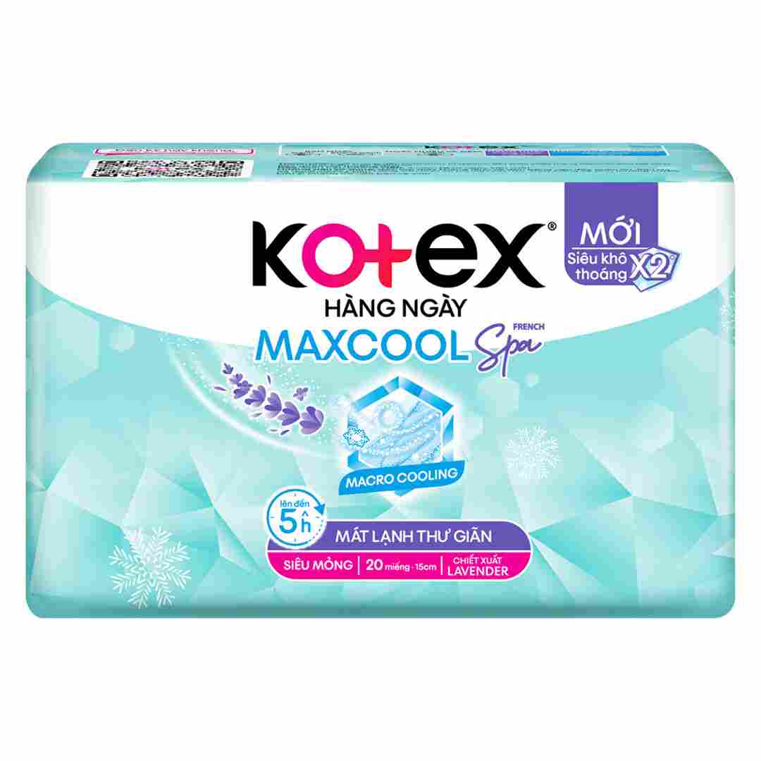 Băng Vệ Sinh Kotex Max Cool Hàng Ngày Siêu Mỏng 20 Miếng