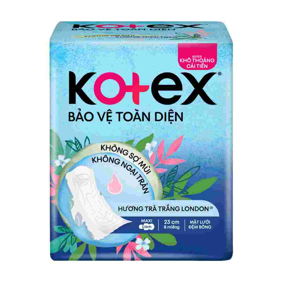 Băng Vệ Sinh Kotex Bảo Vệ Toàn Diện Maxi Cánh 23cm 8 Miếng