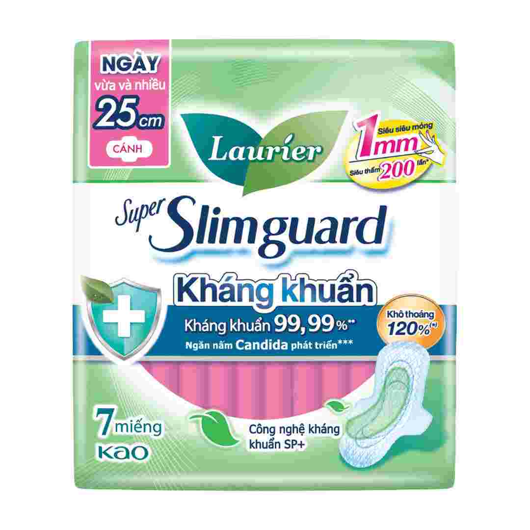 Băng Vệ Sinh Laurier Siêu Mỏng Cánh Kháng Khuẩn 25cm 7 Miếng