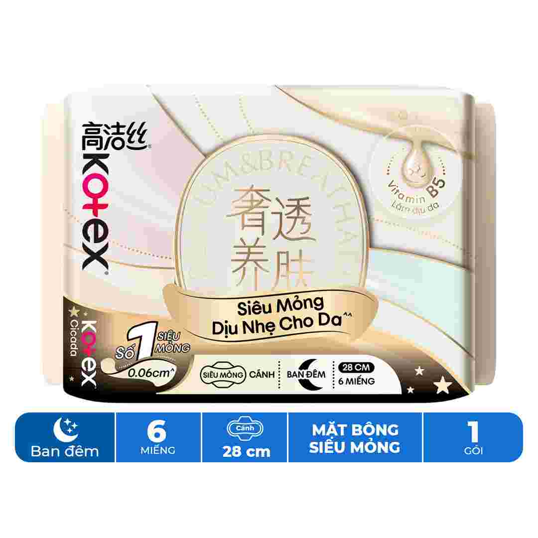 Băng Vệ Sinh Kotex Cicada Siêu Mỏng Cánh 28cm 6 Miếng