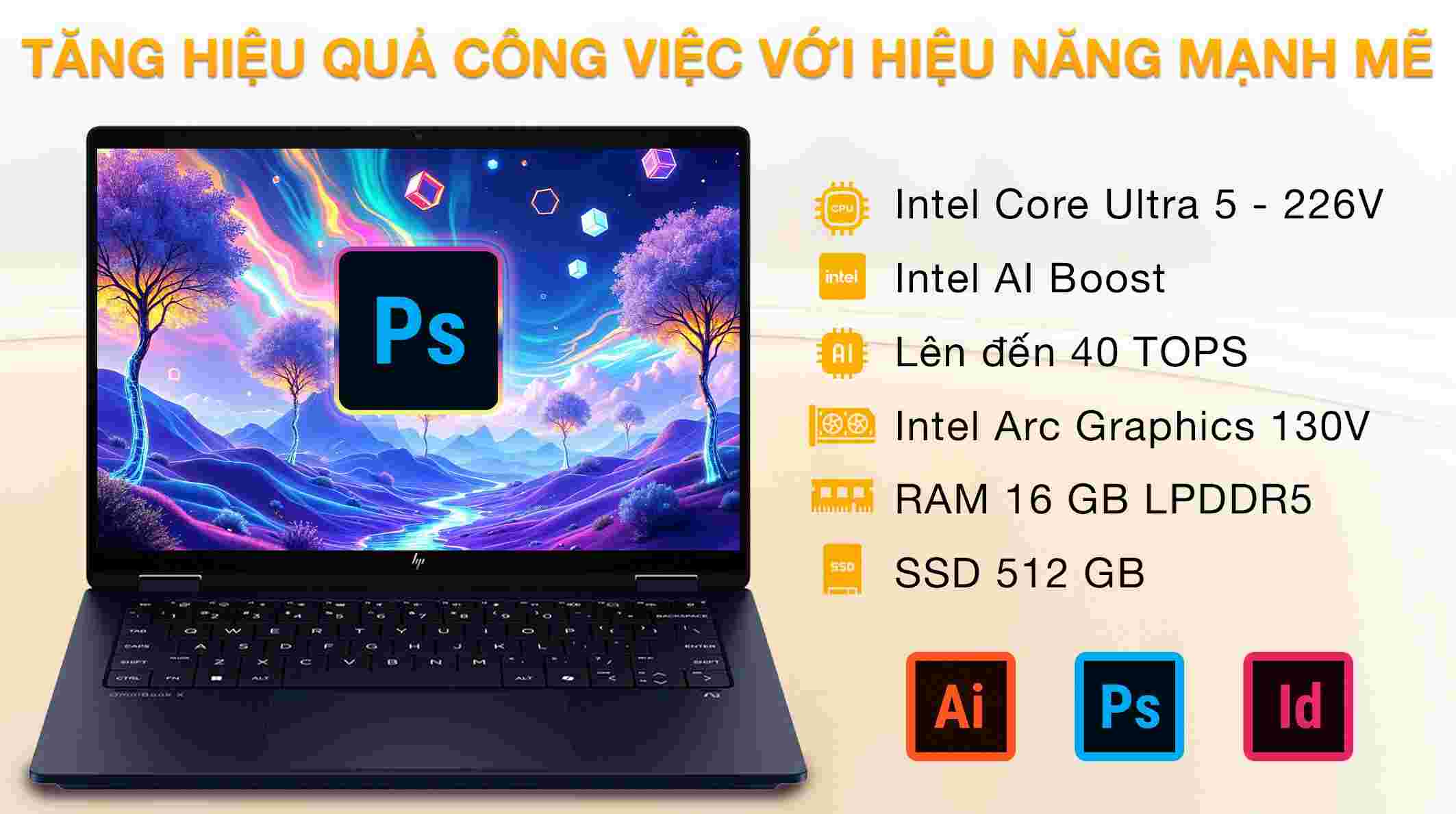 Laptop HP OmniBook X Flip 14 fm0088TU BZ7Q2PA (Ultra 5 226V, 16GB, 512GB, Cảm ứng)