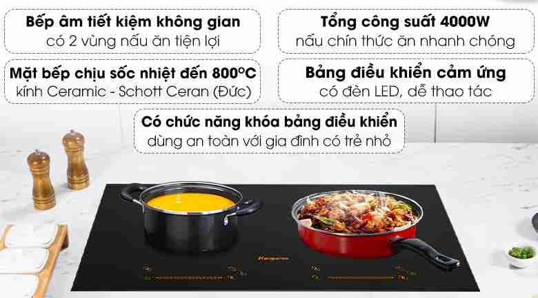 Bếp từ đôi lắp âm Kangaroo KG859i 4000W