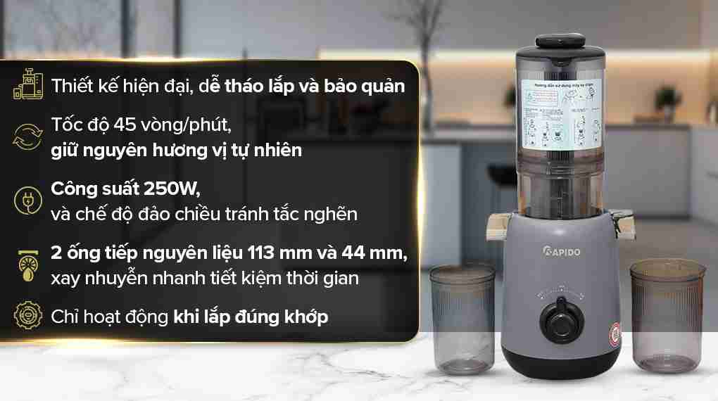 Máy ép chậm Rapido RSJ-250GM