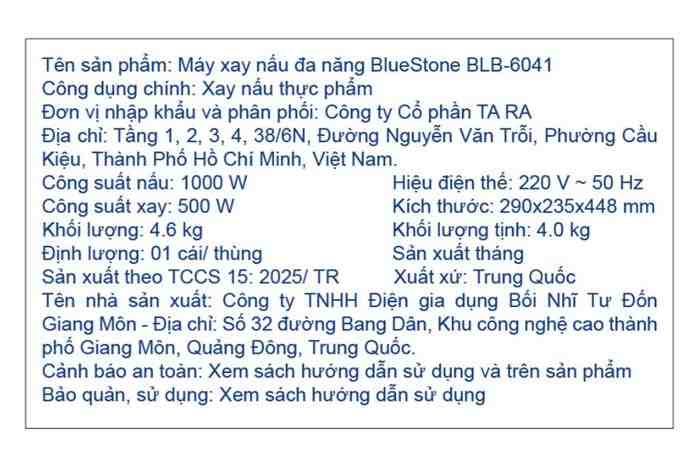 Máy làm sữa hạt đa năng BlueStone BLB-6041