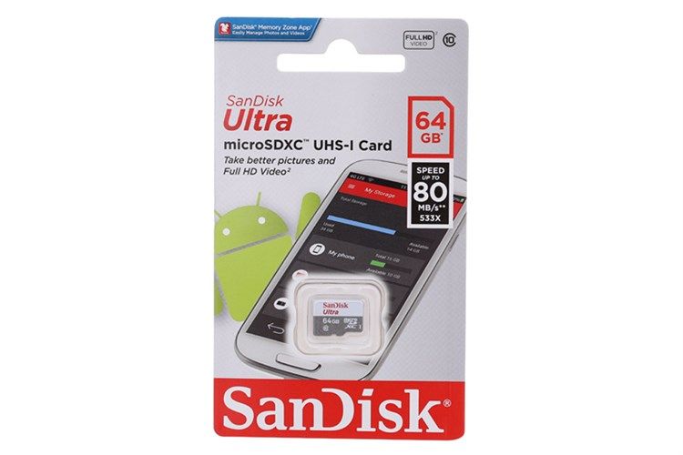 Thẻ nhớ SanDisk Ultra microSDXC 64GB Class 10 U1