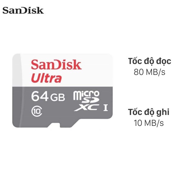 Thẻ nhớ SanDisk Ultra microSDXC 64GB Class 10 U1