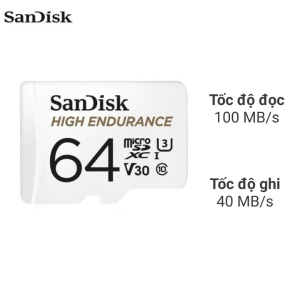 Thẻ nhớ SanDisk High Endurance microSDXC 64GB Class 10 U3