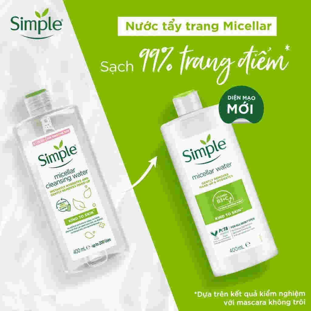 Nước Tẩy Trang Simple Làm Sạch Trang Điểm 200 ml