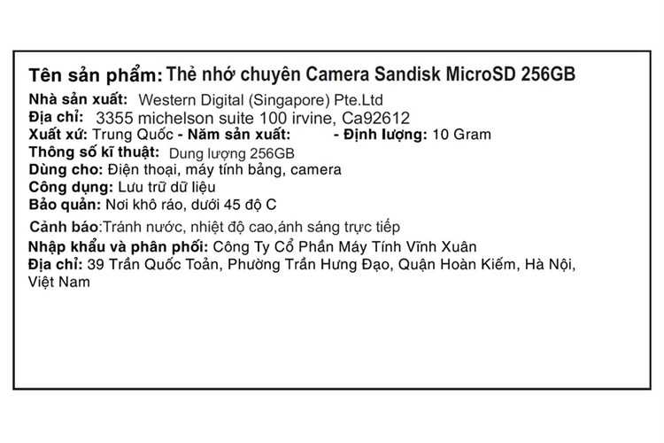 Thẻ nhớ SanDisk High Endurance microSDXC 256GB Class 10 U3