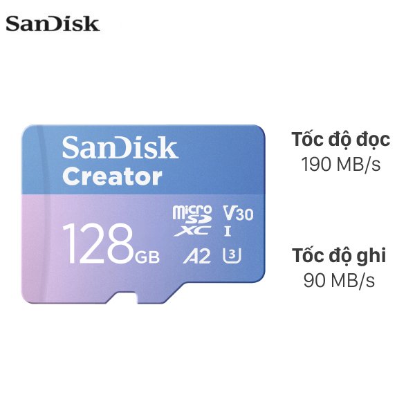 Thẻ nhớ SanDisk Creator microSDXC 128GB Extreme Class 10 U3