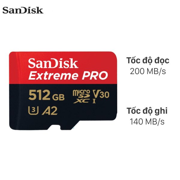 Thẻ nhớ SanDisk Extreme Pro microSDXC 512GB Class 10 U3