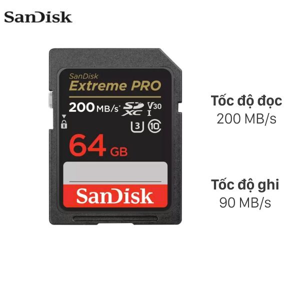 Thẻ nhớ SanDisk Extreme Pro SDXC 64GB Class 10 U3