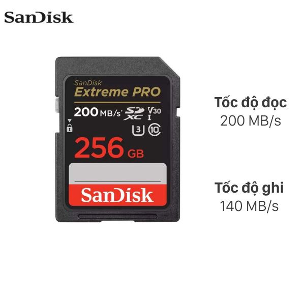 Thẻ nhớ SanDisk Extreme Pro SDXC 256GB Class 10 U3