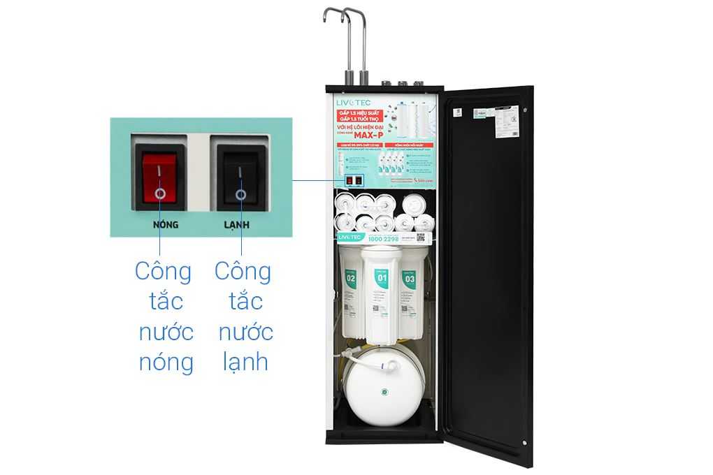 Máy lọc nước RO nóng nguội lạnh Hydrogen Livotec 828 12 lõi