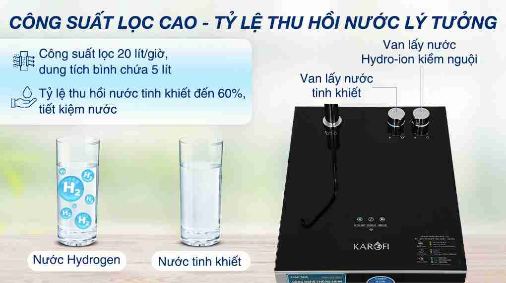 Máy lọc nước RO Hydrogen ion kiềm Karofi KAE-S66 12 lõi