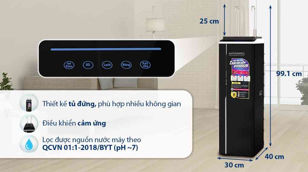Máy lọc nước RO nóng nguội lạnh Hydrogen ion kiềm Mutosi MP-P89K 9 lõi