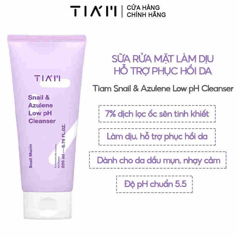 Sữa Rửa Mặt Tia'm Ốc Sên Làm Dịu & Phục Hồi Da 400ml