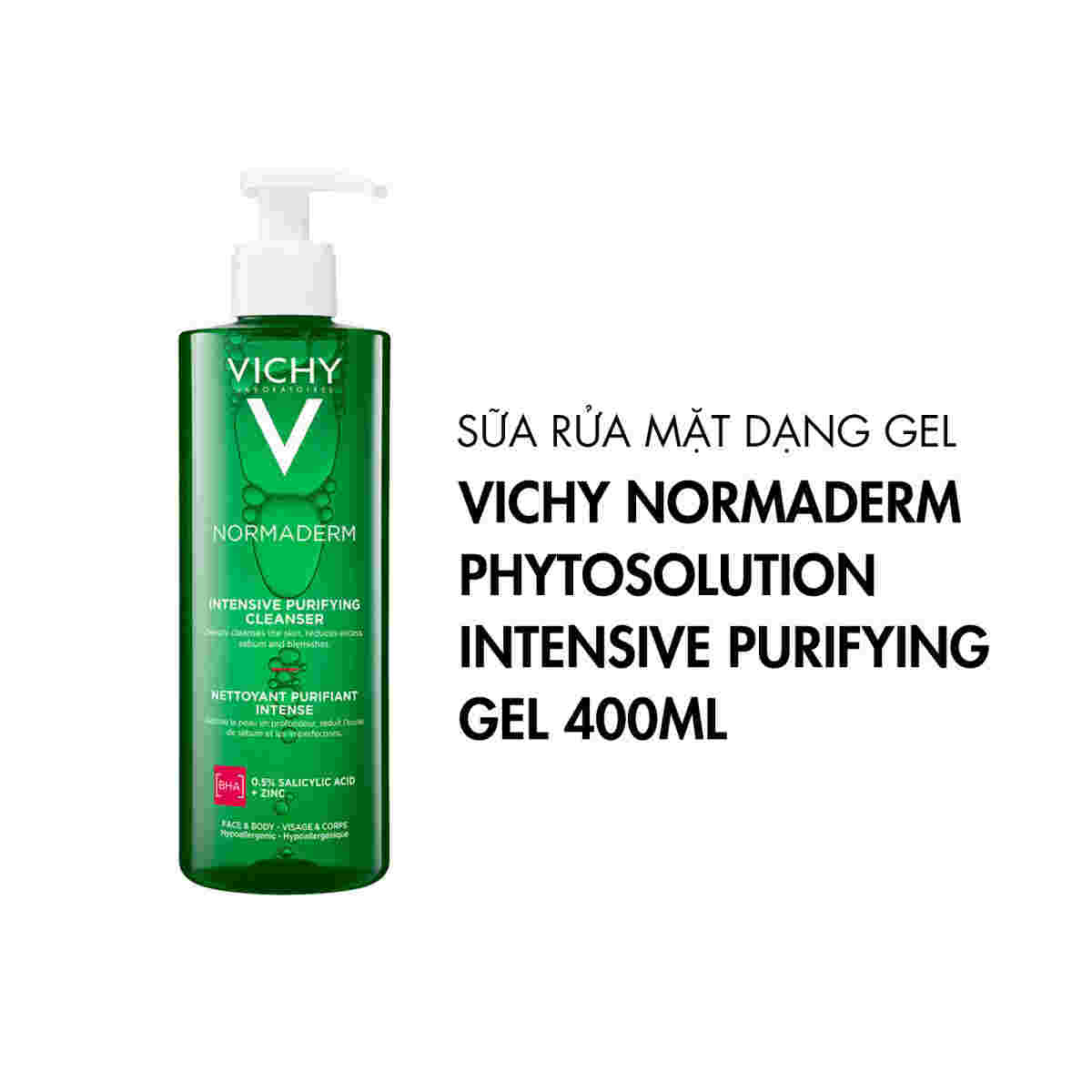 Sữa Rửa Mặt Vichy Dạng Gel Làm Sạch Sâu & Giảm Nhờn 400ml (full size, dạng chai vòi nhấn)