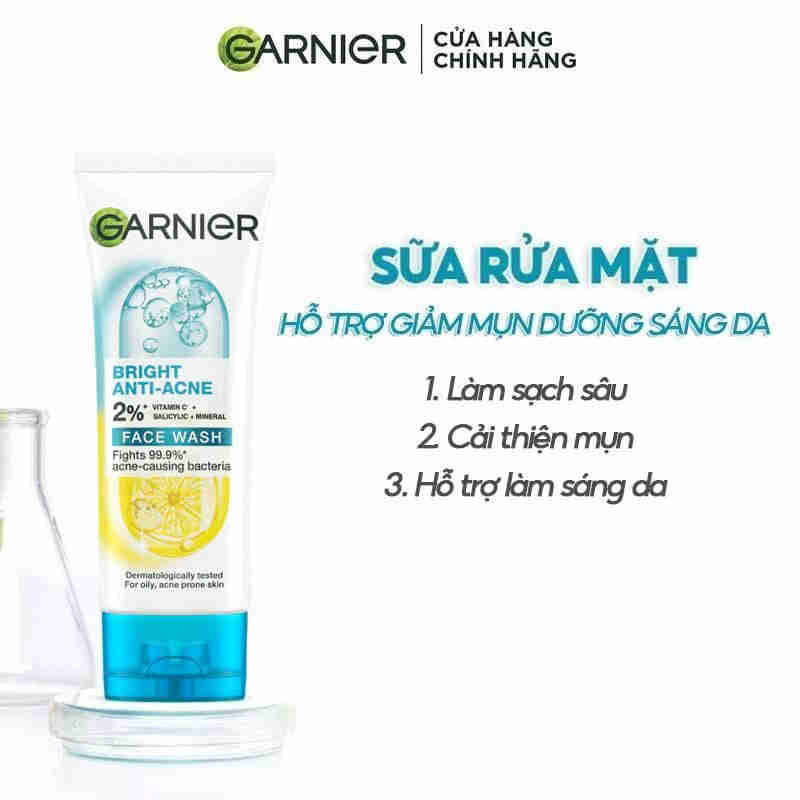 Sữa Rửa Mặt Garnier 3 Trong 1 Giảm Mụn & Sáng Da 50ml (phiên bản cũ)