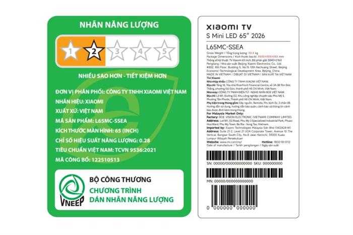 Google Tivi QD-Mini LED Xiaomi S 4K 65 inch L65MC-SSEA