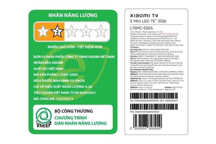 Google Tivi QD-Mini LED Xiaomi S 4K 75 inch L75MC-SSEA