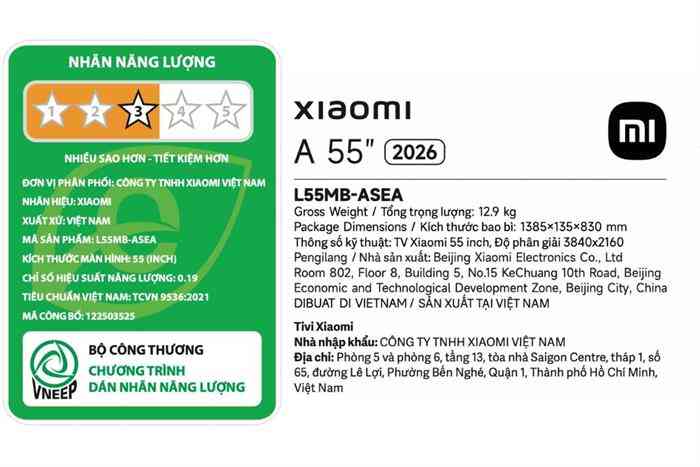 Google Tivi Xiaomi A 4K 55 inch L55MB-AFSEA 2026