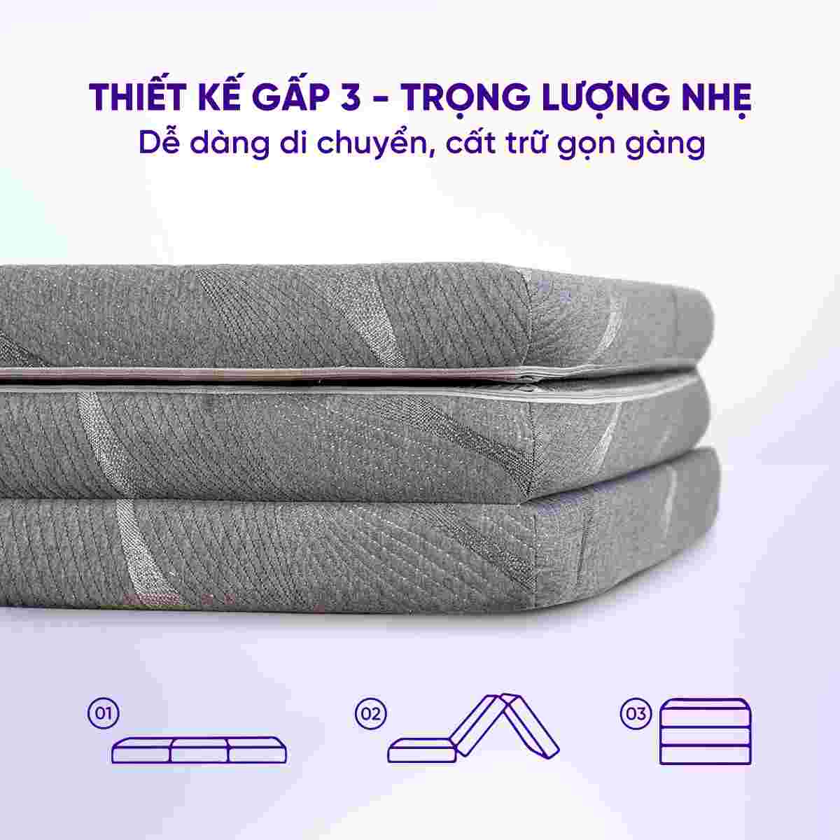 Nệm foam Goodnight Core (Akita) gấp 3 dày 8cm