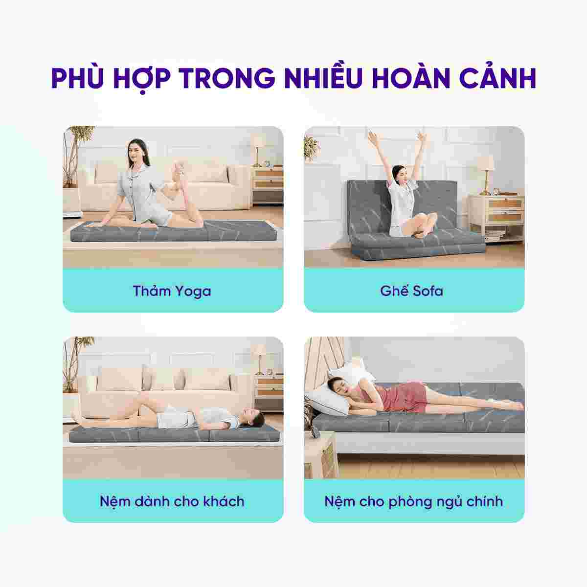 Nệm foam Goodnight Core (Akita) gấp 3 dày 8cm