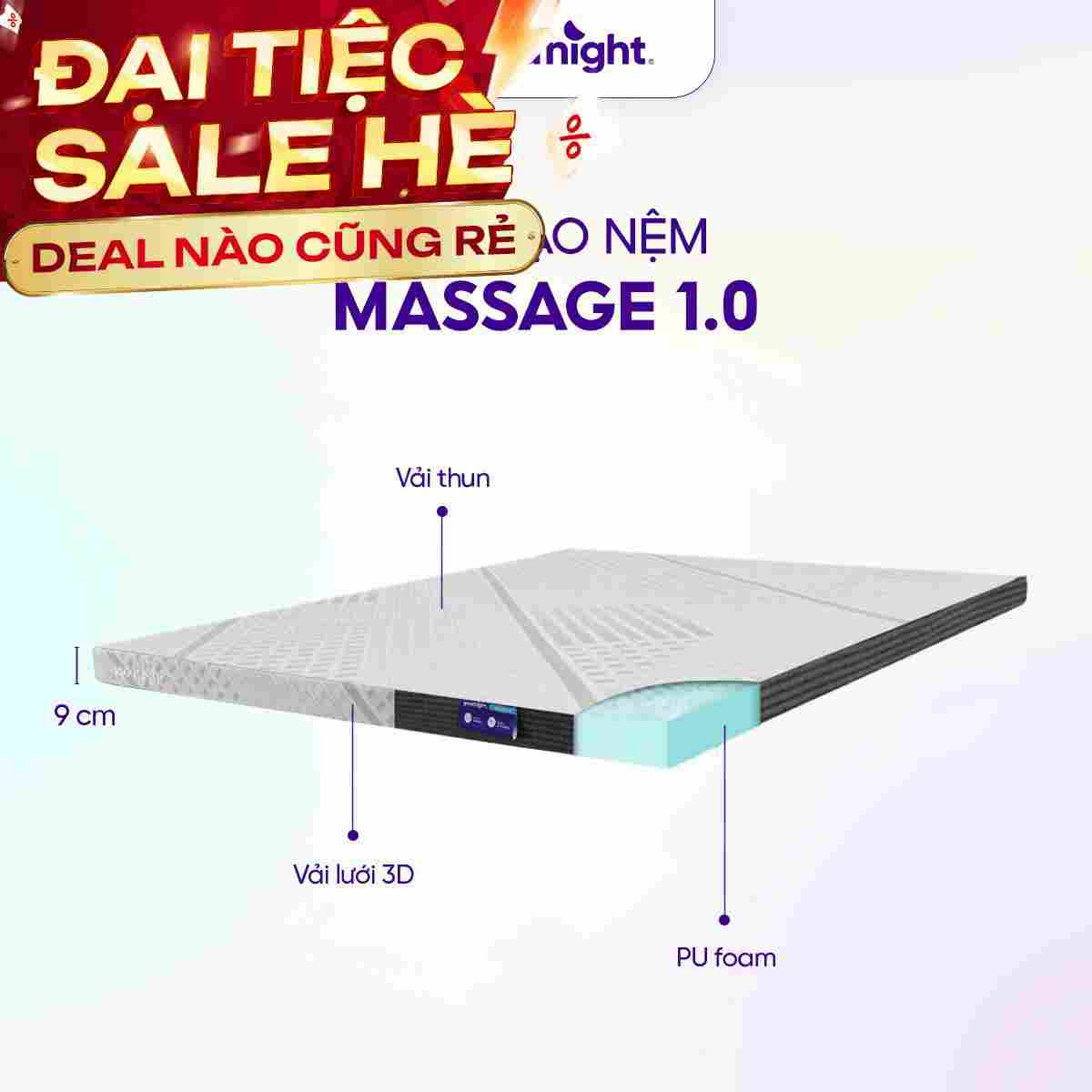 Nệm foam Goodnight Massage 1.0 10cm