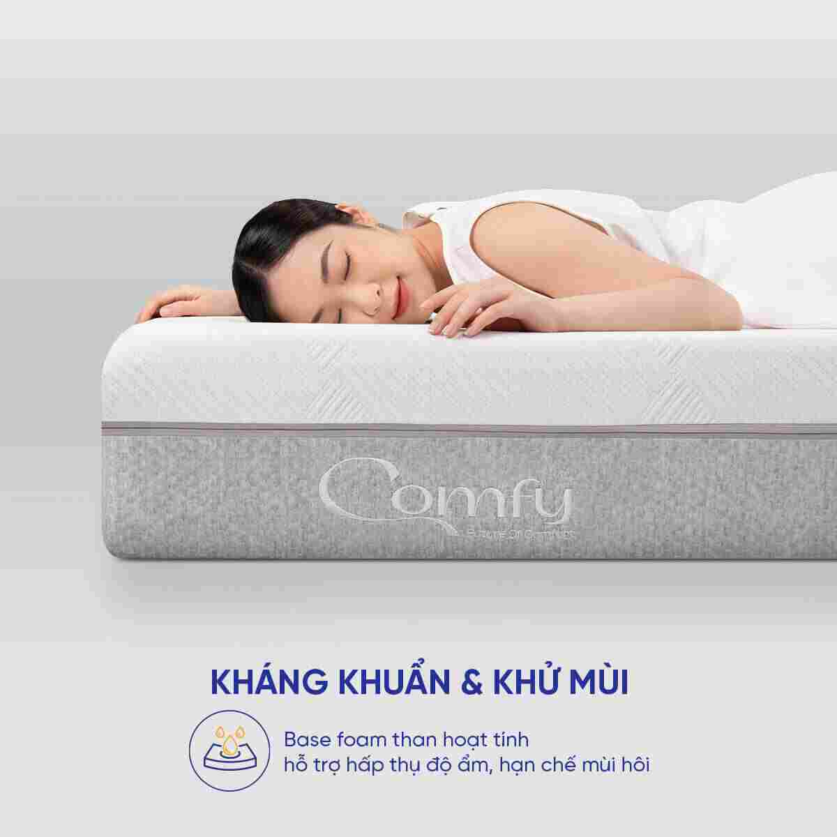 Nệm foam Comfy Lux 2.0 kháng khuẩn kép dày 22cm