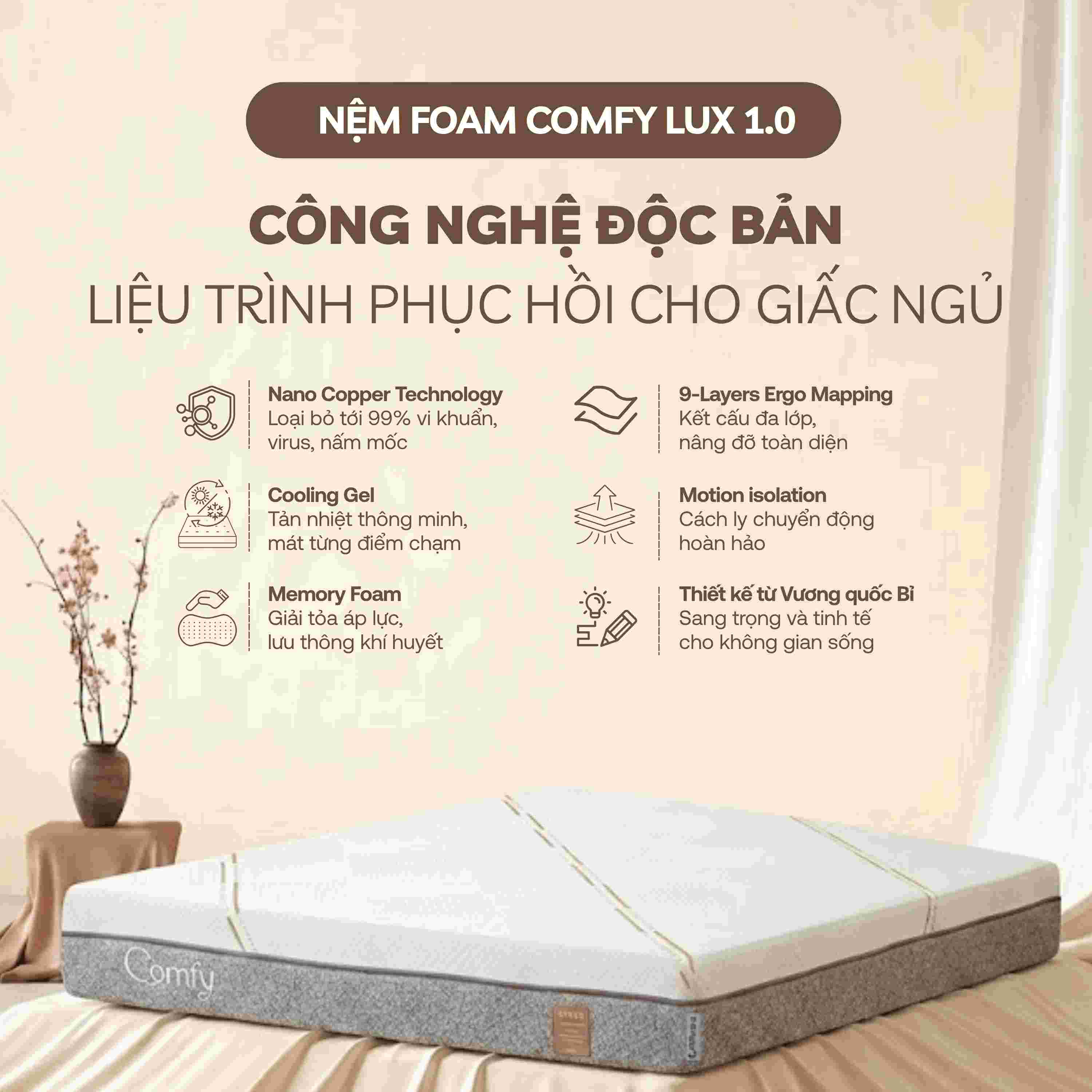 Nệm foam Comfy Lux 1.0 20cm