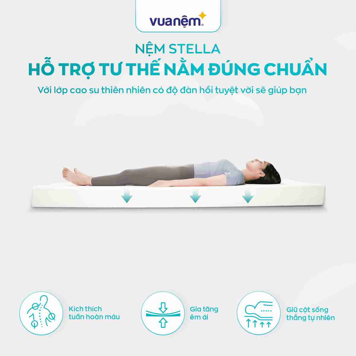 Nệm cao su Kim Cương Stella đa tầng 15cm