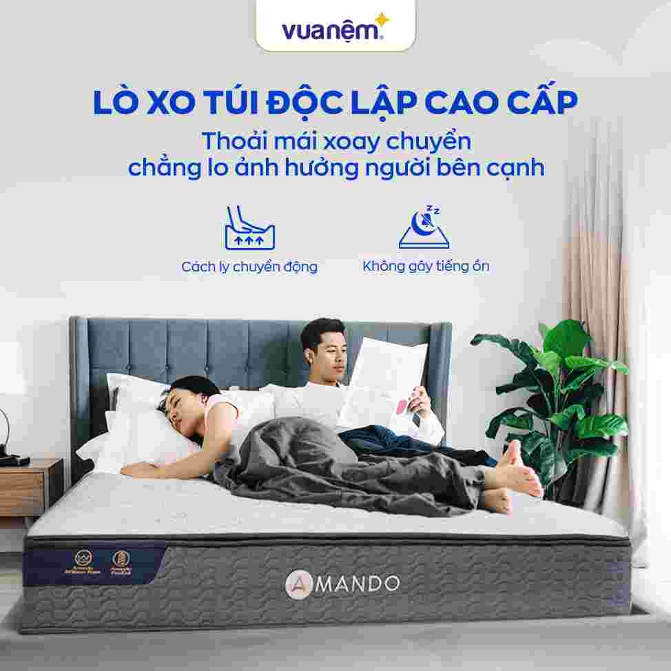 Nệm lò xo Amando Elite Original túi độc lập tiêu chuẩn khách sạn 5 sao dày 23cm