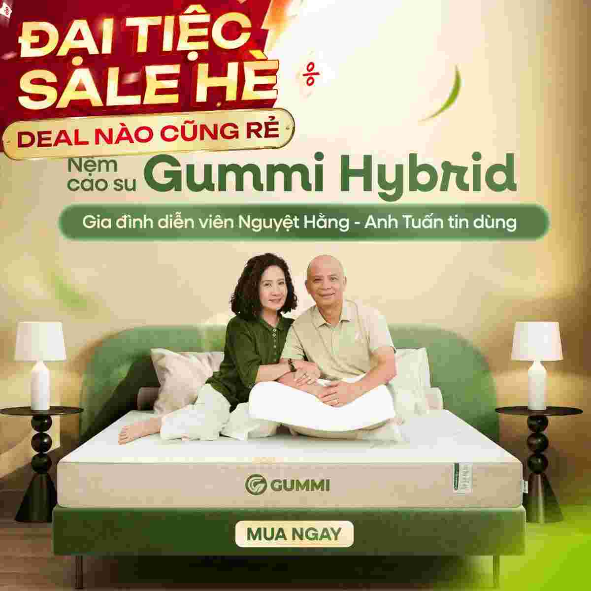 Nệm cao su Gummi Hybrid đa tầng kháng khuẩn thoáng mát dày 15cm