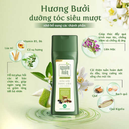Dầu Gội Nguyên Xuân Dược Liệu Dưỡng Tóc Hương Bưởi 250ml