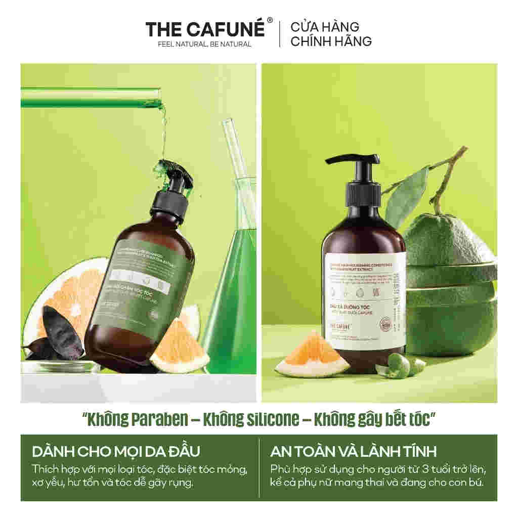 Dầu Gội The Cafuné Bưởi, Bồ Kết Giảm Gãy Rụng 480ml