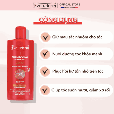 Dầu Gội Evoluderm Cho Tóc Nhuộm Bóng Mượt Bền Màu 400ml