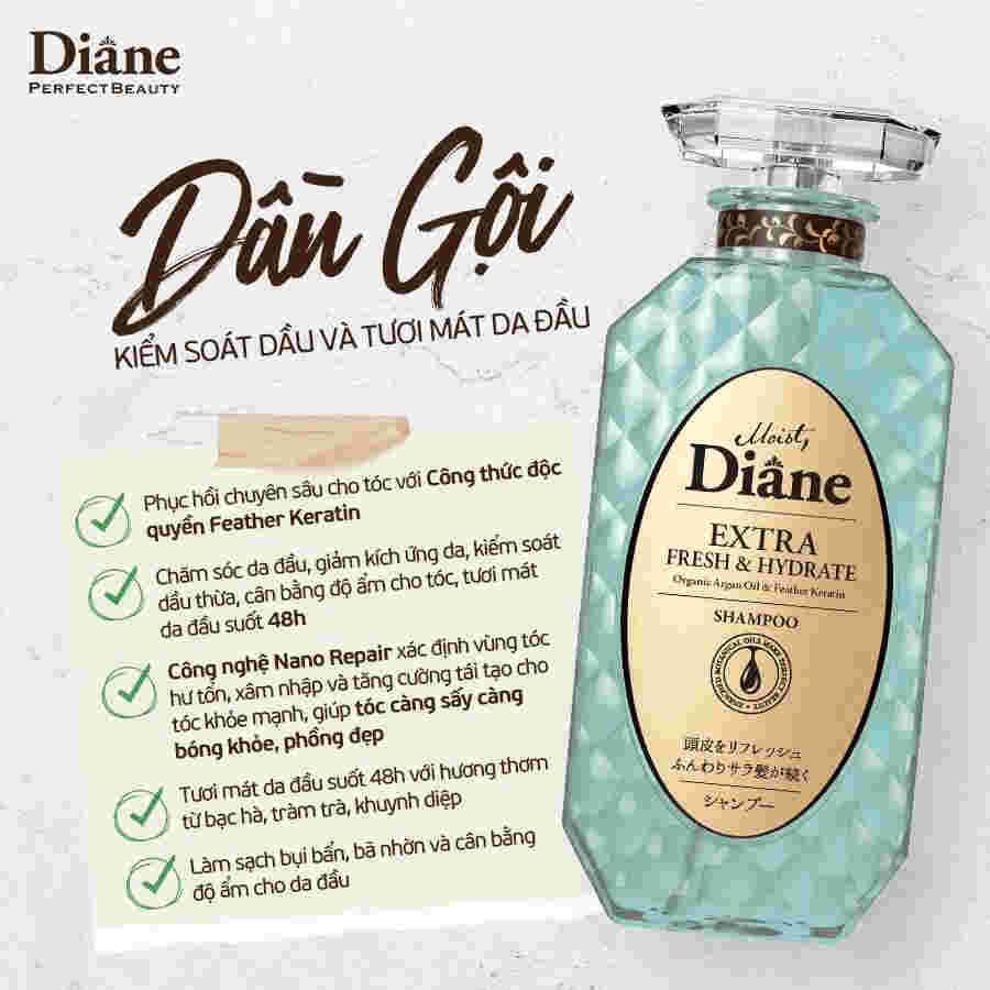 Dầu Gội Diane Sạch Dầu Và Tươi Mát Da Đầu 450ml
