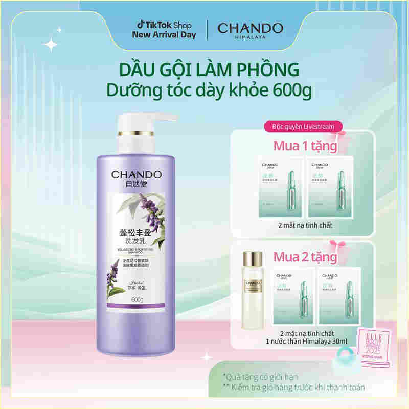Dầu Gội Chando Làm Phồng, Nuôi Dưỡng Tóc Chắc Khỏe 600ml