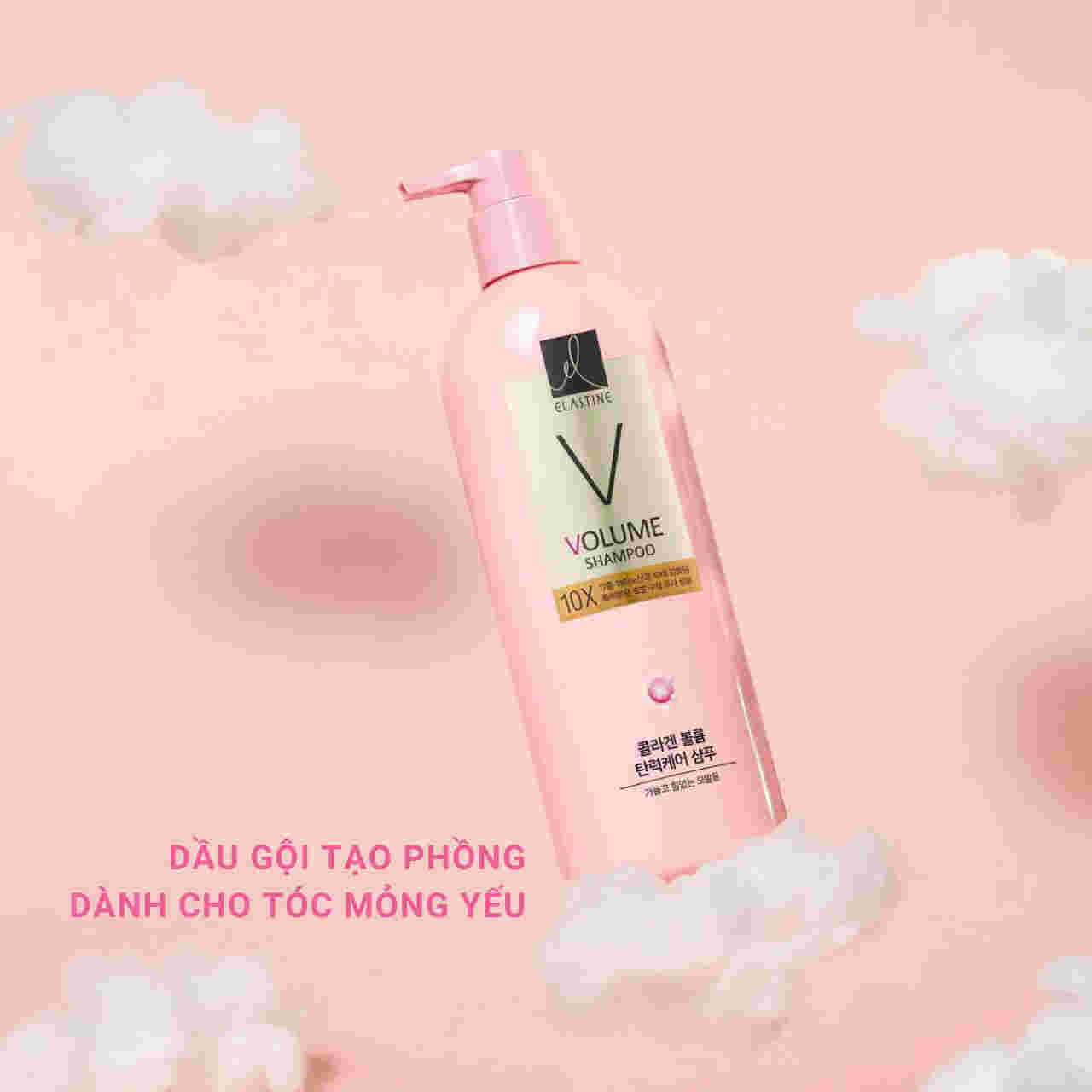 Dầu Gội Elastine Dành Cho Tóc Khô & Xơ Collagen Volume Care - Làm Phồng Tóc (Màu hồng)