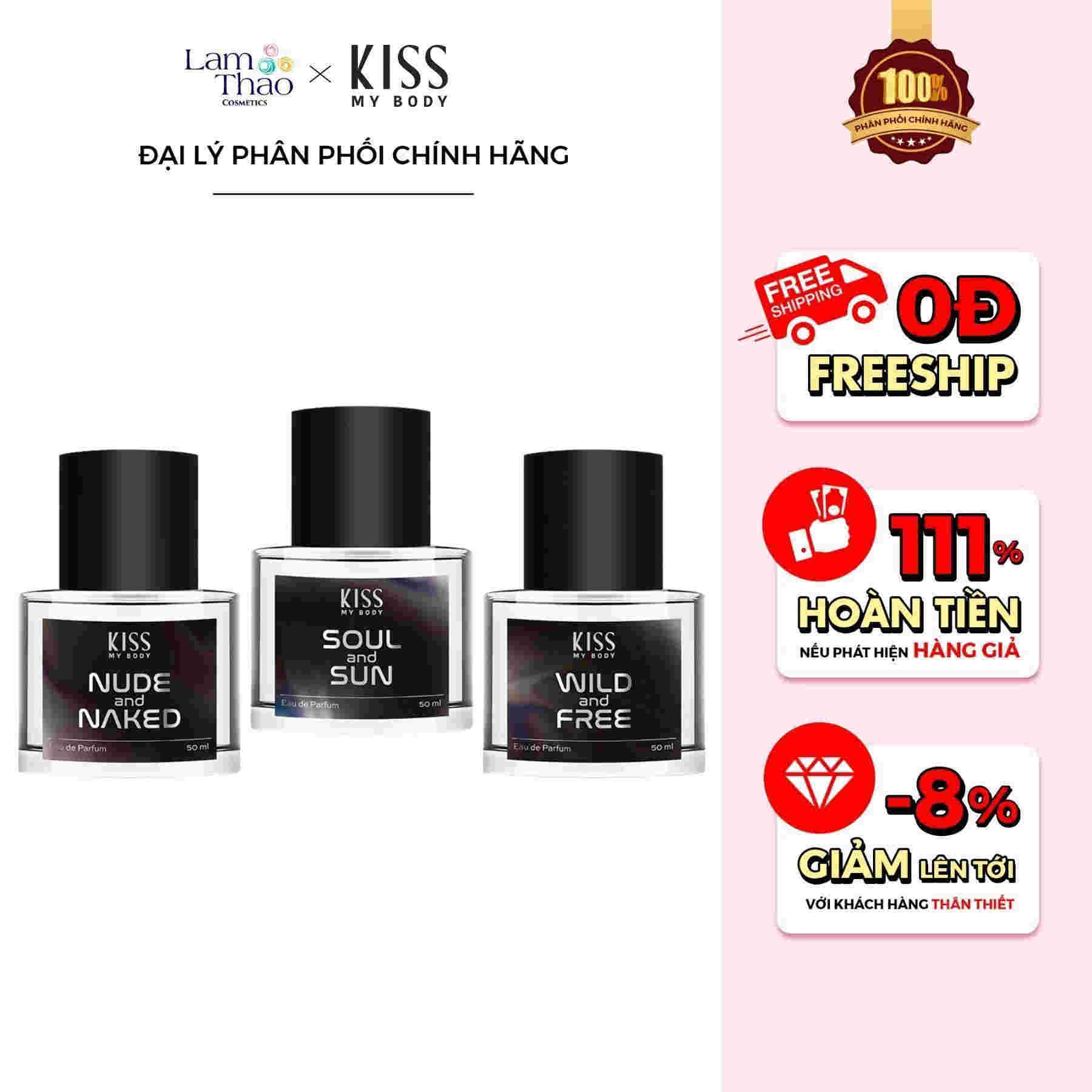 Nước Hoa Nam Nữ Kiss My Body Hương Nude & Naked Nước Hoa Nam Nữ Kiss My Body Hương Wild & Free 50ml