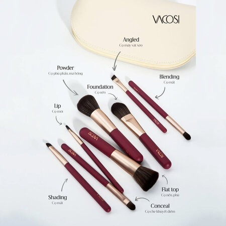 Bộ Cọ Trang Điểm Vacosi 8 Cây Kèm Ví Đựng (Sisterland Brush Set)